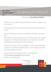BovINE sucht studentische Hilftskraft (w, m, d) BovINE sucht studentische Hilftskraft (w, m, d)