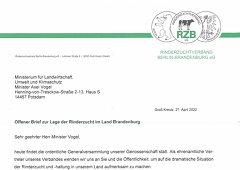 Offener Brief des Rinderzuchtverbandes Berlin-Brandenburg Offener Brief des Rinderzuchtverbandes Berlin-Brandenburg